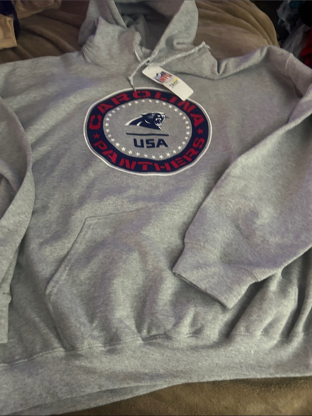 NFL Gray Carolina Panthers USA Pullover Hoodie